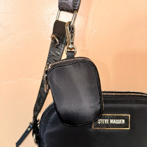 STEVE MADDEN BDAREN NYLON BLACK DOME BAG. MATTE BLACK. TRENDY+CHIC. NWTS. - Picture 15 of 15